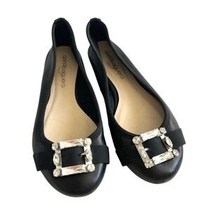 Anna‎ Baiguera Annette Flex Ballerina Donna Black Leather Crystal Flats 38 8